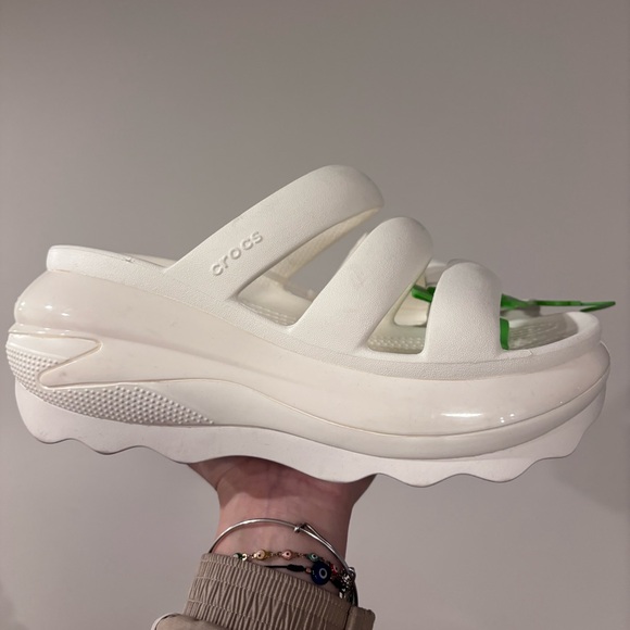 CROCS Mega Crush Platform Wedge Sandal (WOMENS) size 9 CHALK - Picture 7 of 8